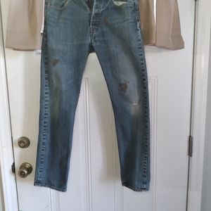 Levis 501 Womens button fly jeans Size 31x30 Distressed